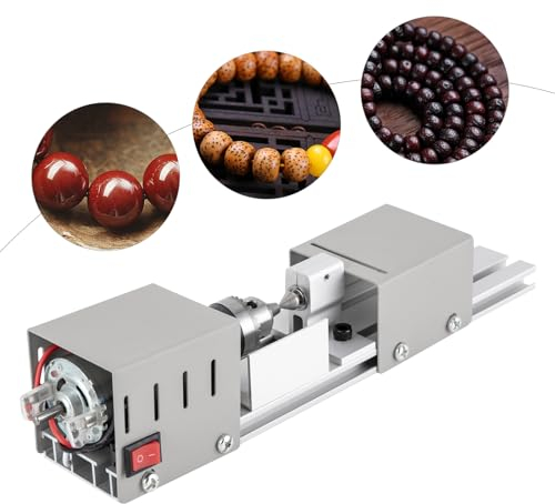 MEHOOSPVN Mini Drehmaschine präzise Drehbank Feindrehmaschine Perlen Maschine Mini-Beads Miniatur-Drehmaschine Holzdrehmaschine DIY Holzbearbeitung 100W 220V 4000-9000U/min 12-24V DC