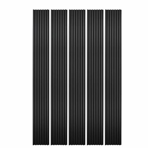 DECOON Mur TV - Lot de 5 Panneaux tasseaux Bois 250 x 30 x 1,9 cm - Lamelles placage Noir Fond Noir - 3,75m²
