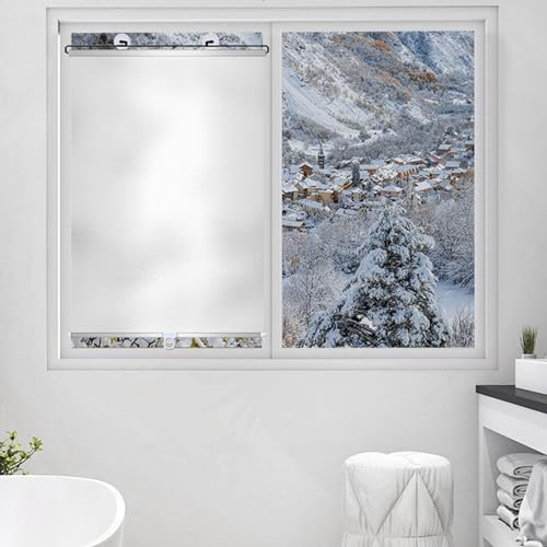 Auto-Sonnenschutz mit Saugnäpfen Vollständige Verdunkelung Sonnenschutz Balkon Fenster Jalousien Automatisch einziehbarer Badezimmer Wärmeisolierung,Abnehmbar Reisevorhang (45x125cm)