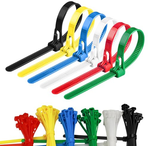 LELE LIFE Reusable Zip Ties 20cm, 120pcs Colored Zip Tie Heavy Duty Outdoor Small Cable Ties, Releasable Tie Wraps, Wire Ties Removable for Cord Management (20cm)