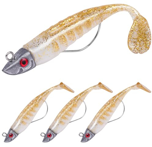 HOTUT Soft Fishing Lures Kit, Fishing Hook Easy Catch Pre-Rigged Soft Lures, Silicone Swimbait Artificial Bait, Ultra Realistic Shape and Action for Predator Fishing - Pike, Zander, Perch, Bass, Trout