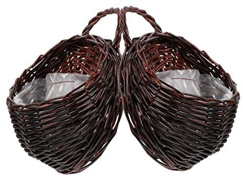 ORFOFE Cesta Colgante Tejida para Macetas y Flores, Juego De 2 Piezas, Color Café Oscuro, Tamaño 18 Cm, Decoración De Pared para Hogar, Jardín y Balcón, Almacenamiento Ligero y Funcional