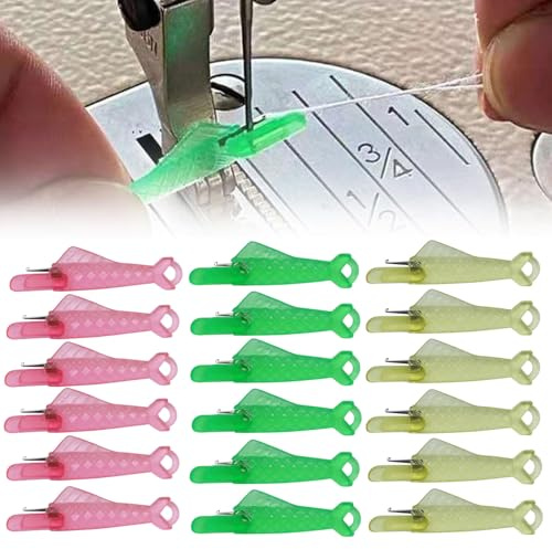 Generisch Nadeleinfädler, Einfädelhilfe für Nähnadeln Einfädler für Nähmaschinen, Nähmaschinen Zubehör, Automatischer Einfädler Nadel Threading Tool für Handnähen (Mehrfarbig, 18 Stück)