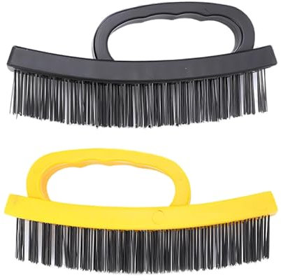 LHLZNB 2 spazzole metalliche grandi in acciaio inox, spazzola rigida, spazzola metallica resistente per rimozione ruggine, murature e rimozione vernice, 16,5 cm, qualità commerciale in acciaio duro