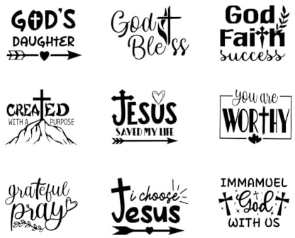 SUPERDANT 9Pcs Jesus Iron on Transfers Bible Quotes Heat Transfer Stickers DIY Iron-on Decals Washable DTF Transfers Ready to Press for T-Shirt Clothing Bags Jacket Decor