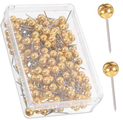 IMIKEYA 200stücke Goldene Runde Kugelkopf-reißzwecken Für Karten Pinnwände Und Bastelprojekte Metall-pins Für Dekorative Zwecke Und Aufbewahrung
