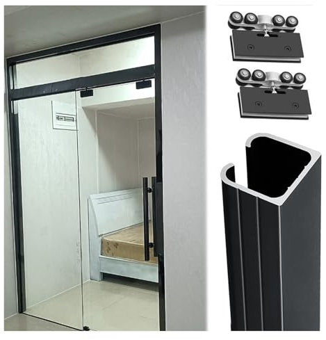 AMUFJJ Sliding door kit track rail 12 11 10 9 8 Foot 6.6ft 5.5 5 4 3 Feet Sliding Barn Door Track Singel Door, Invisible Glass Pocket Door Rail Kit for Cabinet/Balcony, Top Mount(4ft/1.2m)