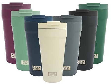 Polar Gear Coffee Cup Travel Mug, 470ml Large Travel Mug, Insulated Cup with Leakproof Screw Closure Lid, 304 Stainless Steel Double Walled, Reusable Coffee Cups (Cream)