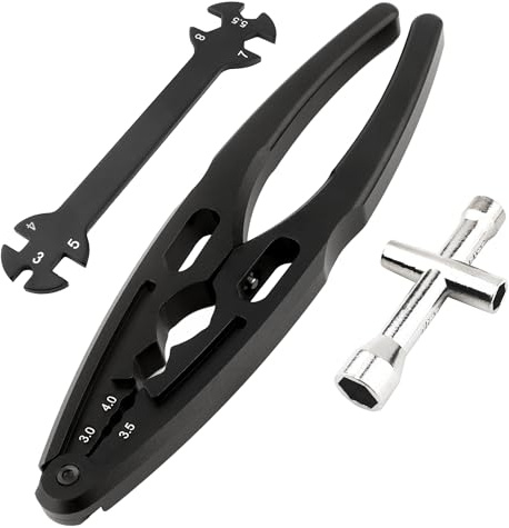 GDOOL Universal RC Shock Pliers W/Ball End Multi-Function Clamp Tools & 6 in 1 RC Repair Turnbuckle & Locknuts Hex Sleeve Wrench Spare Parts for 1/8 1/10 1/12 1/14 1/16 Cars(Black)