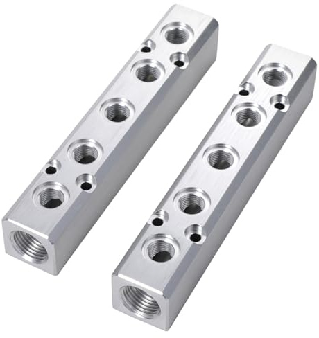 Paquete de dos colectores neumáticos de 5 puertos, divisor de aire Npt de aluminio industrial para compresores, serie 30 x 30, componentes de automatización