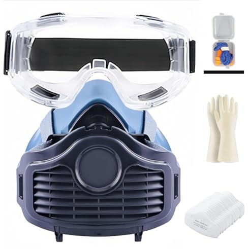 Masque à gaz complet, masque de protection respiratoire contre la poussière, nucléaire et chimique avec filtre à charbon actif, masque anti-poussière pour vapeurs de gaz, produits chimiques (masque
