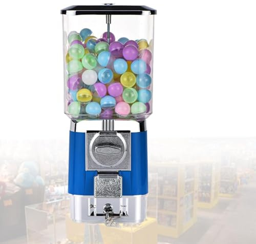 DzkZen Distributeur Automatique De Chewing-Gums, Bonbons, 200 Boules, 100 Jetons en Acier Inoxydable, Distributeur De Chewing-Gums à PièCes pour Magasins De Jeux Blue-Emptycapsuleshell