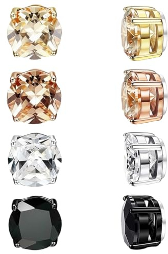 4 Paia Orecchini Magnetici Uomo Orecchini Calamita Orecchino Magnetico Adatte Per Uomo E Donna,Comodo da indossare e non si cade facilmente,6 mm(4 colores)