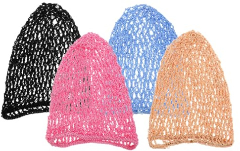 Alipis 4 Stück Polyester Haarnetze für Frauen Handgefertigt Bequemes Häkelhaarnetz zum Schlafen Geeignet für Kurzes und Langes Haar Minimalistischer Stil