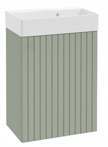 DomoDomo - Lavabo con mobiletto 50 x 70 cm sospeso verde eucalipto - Lavabo con mobiletto moderno per piccolo bagno - Lavabo con lavabo - Mobile lavabo