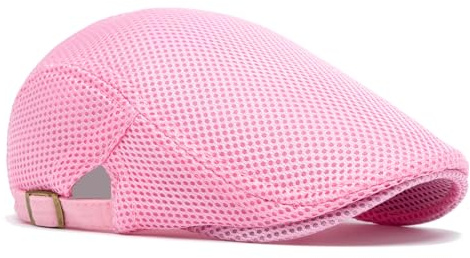 Towintec - Andningsbara sommarkepsar för män platta basker med nät som andas basebollkepsar dagliga sport- och klassiska sport-gym fotboll herrhattar för män, Rosa, one size