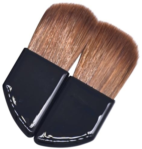 KJHBV Brocha para Rubor de Viaje 2 Piezas, Mini Pinceles de Maquillaje Mango Inclinado de Plástico y Cerdas de Nailon Suaves, Tamaño Compacto Portátil para Aplicación Facial Diaria
