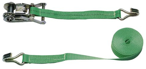 KERBL works Ratschenzurrgurt, Spanngurt, 6 m, 25 mm, 750/1500 kg, TÜV/GS | Grün, 2-teilig, Polyester, Spitzhaken, Vorspannkraft 150 daN, Zugkraft 750 kg direkt/1.500 kg umgelegt, Zurrgurt