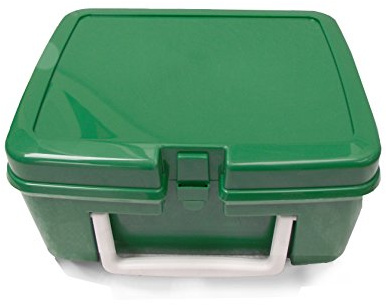 Lunchbox Green Plastic with White Handle