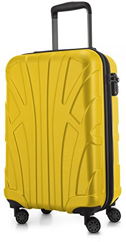 suitline - Handgepäck Hartschalen-Koffer Koffer Trolley Rollkoffer Reisekoffer, TSA, 55 cm, ca. 34 Liter, 100% ABS matt, Gelb | ABS-Hartschale · TSA-Zahlenschloss · 2.4 kg Leicht · 4 Rollen · Austauschbare Ersatzteile · Kabinenkoffer · Wochenendtrip