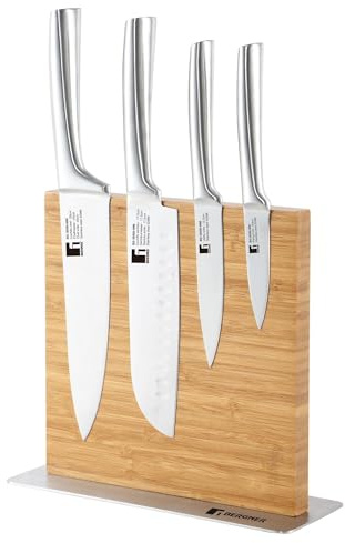 Bergner Q3594 Set 5pcs (4 cuchillos + tacoma), acero inoxidable, Kobe