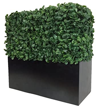 MODEENI Artificial Boxwood Topiary Plant Shrub Hedge Wall Tabletop Bush Indoor Planter 12 inch Rectangle Modern Floral Home Decor Greenery for Living or Dining Room Coffee Table Faux Tree