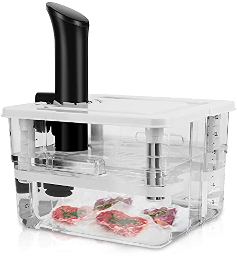 7 in 1 Sous Vide Container 12L with Lid & Rack, Large Kitchen Food Storage Container Compatible with Most Sous Vide Cookers for Kitchen Sous Vide Food Prep Storage
