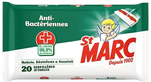 ST MARC - Serpillières Jetables Imprégnées Anti-Bactériennes Pack Éco - Lot De 4 - Vendu Par Lot De 4 - 80 Serpillières De Nettoyage Humides - Scent Frais - Pour Sol, Comptoir, Mur