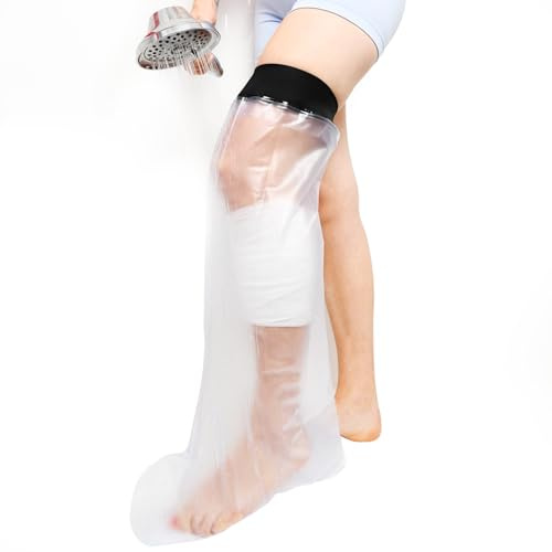 Sealcuff Protector impermeable de escayola y vendaje, cubierta de yeso reutilizable para ducha, brazo, pierna y pie de adultos, sello hermético (pierna corta para adultos)