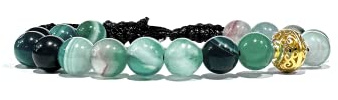 Samsara Bracciale Tibetano Buddista Regolabile con Agata Verde Striata, Gioiello Mistico Portafortuna in Cotone Cerato e Bronzo, Unisex Donna Uomo, Idea Regalo Spirituale Artigianale con Sacchetto Zen