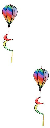 ABOOFAN 2stücke Garten Deko Riesiger Regenbogen Heißluftballon Für Außenbereich Hängende Windspiel-dekoration Für Partys Hochzeiten Und Feste Wetterfestes Design Einfach Aufzuhängen