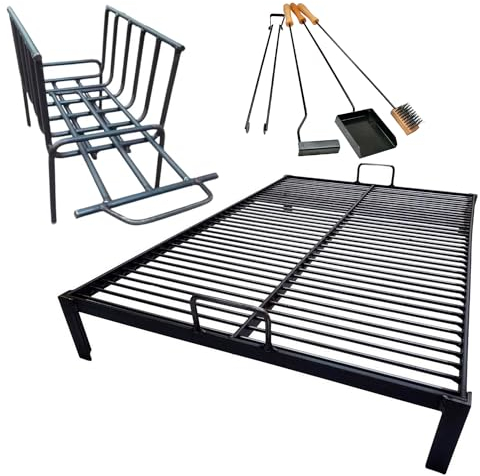 Premium Argentinischer Grill – Eisen Argentinien Grill – BBQ Parrilla Asado Grill mit Griff + Feuerschale + Feuerwerkzeug (Feuerschürhaken, Zange, Bürste und Schaufel enthalten)