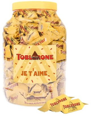 Toblerone mini « je t’aime » - chocolat au lait au nougat, amande et miel - en pot réutilisable - 1000g