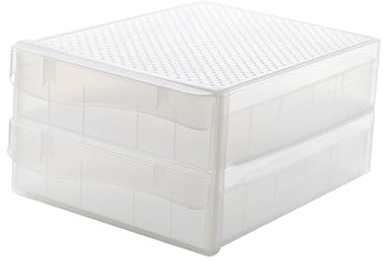 Eieraufbewahrungsbox für Kühlschrank 60 Gitter mit Fächern Stapelbar | PP Kunststoff, 2-lagig, 30 Eier Je Ebene, Schubladen und Rillendesign, für Ordentliche Aufbewahrung im Kühlschrank