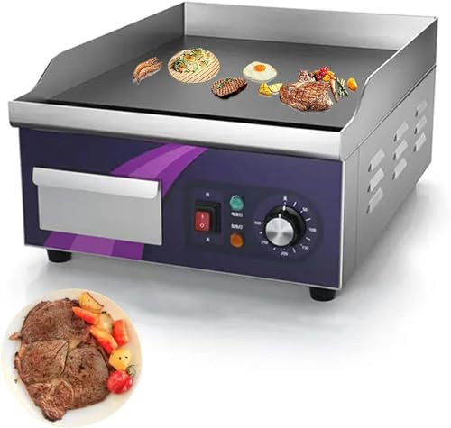 Piastra per Barbecue Elettrica Griglia Elettrica Professionale in Ghisa Bistecchiera Elettrica Professionale, Alloggiamento in Acciaio Inox, con Temperatura Regolabile per Casa Ristorante,360d-1pc