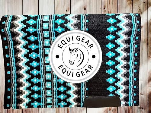 EQUIGEAR Western Show Horse Satteldecke aus neuseeländischer Wolle, Western-Design, handgefertigte Satteldecke, Wollpolster, Sensor Flex (Anpassung möglich), WZ81 (34x34)