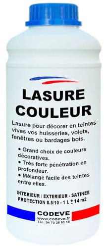 Lasure Bois Couleur - Codeve Bois/Rouge - 1 - Intérieur/extérieur - Pour La Protection En Couleurs Déco De Votre Bois Neuf Ou Ancien.
