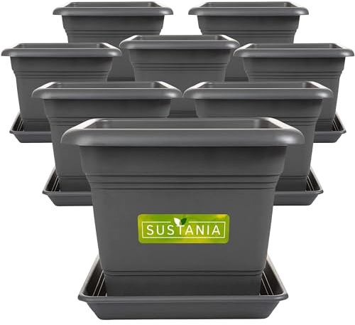 2friends Sustania GroÃŸer Pflanzkübel 48x48 für AuÃŸen 8er Set - Wetterfester Blumentopf & Pflanztopf Premium, Ideal Ãœbertopf mit Entwässerung, Garten-Terrasse