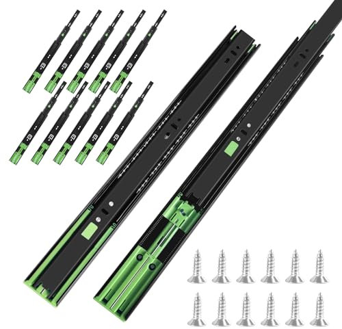FCOUMY guide per cassetti 6 paia (12 pezzi), 30 cm Chiusura automatica morbida, guide per cassetti estrazione totale con guide con cuscinetti a sfera, guide cassetti 100 libbre di capacità