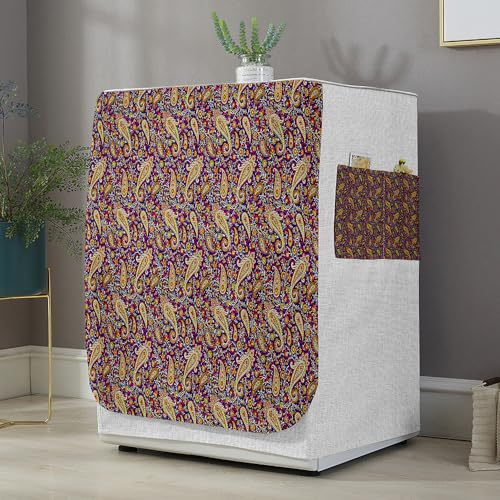 Highdi Housse de Protection pour Machine à Laver, Chargement Frontal Housse La Poussière avec Ouverture Frontale pour Linge Domestique (Boho 4,Capacité S 6~7.5KG)