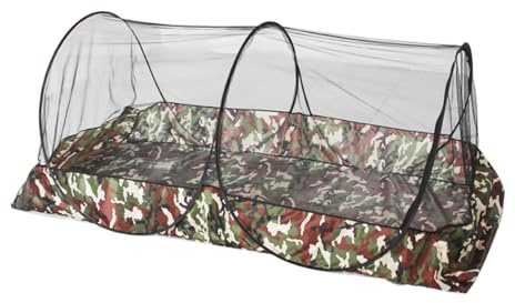 MINGPINHUIUS Pop-Up Moskitonetz Bett Für Camping, Fliegennetzzelt Mit Seitlichem Reißverschluss, Moskitonetz Zelt Für Parks, Hinterhöfe, Mesh Netz Camping (Einzel 200x100cm)