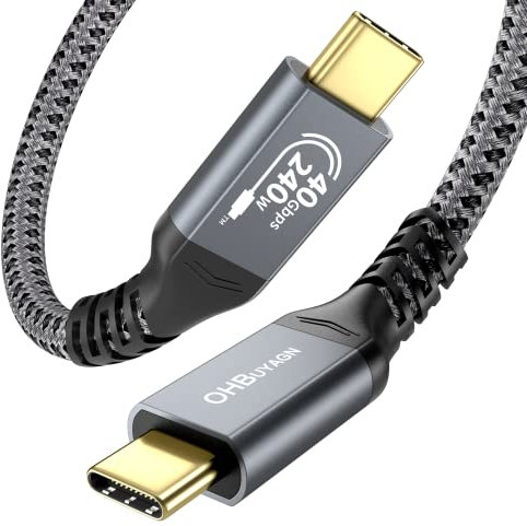 OHBUYAGN USB4 Cable USB IF Certification 240W for Thunderbolt 4, USB C to USB C Cable 40Gbps Data Transfer, Support 8K/6K@60Hz, Compatiable with Thunderbolt 3, iMac, eGPU, Hub, SSD, Docking 0.3M