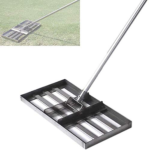 KHYTEBV Outil de nivellement de pelouse 20 ''x 10''-nivellement de râteau-nivellement avec poignée en Acier Inoxydable de 53'' de Long, niveleurs de pelouse pour Sol, saleté, Sable Top Dr
