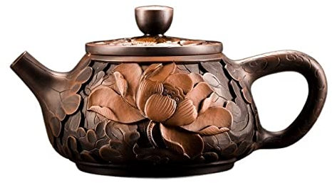 FAJNUZI2024 Tetera Tetera de Arcilla Hecha a Mano Delicada y Delicada Fabricante de té Estereo de Loto Tallado Juego de té de té de té Hervidor de Té