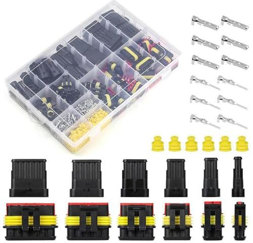 Leehitech 708PCS Waterproof Electrical Connector Kits, 1/2/3/4/5/6 Pin Waterproof Car Wire Connectors, Automotive Electrical Plugs and Connectors for Motorcycle, Scooter, Car, Truck, Boat