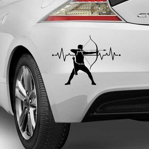 myrockshirt Bogensport Mann Pfeil Bogen Herzschlag Aufkleber Sticker Größe&Farbe wählbar Decal
