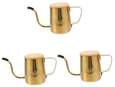 MAGICLULU 3St Kaffeekanne aus Edelstahl Kaffeepadhalter drücken Filter Kaffee Kaffeemaschine Tülle Schwanenhals Wasserkocher Herdplatte Wasserkocher für Kaffeekocher fürs Büro Holz