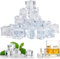 50 Piezas Cubitos de Hielo de Acrílico Artificiales, 16mm Reutilizables Transparente Cubo Hielo Falso de Plástico Cuadrados, para Exhibición en el Hogar y en Cumpleaños Bodas y Centros de Mesa