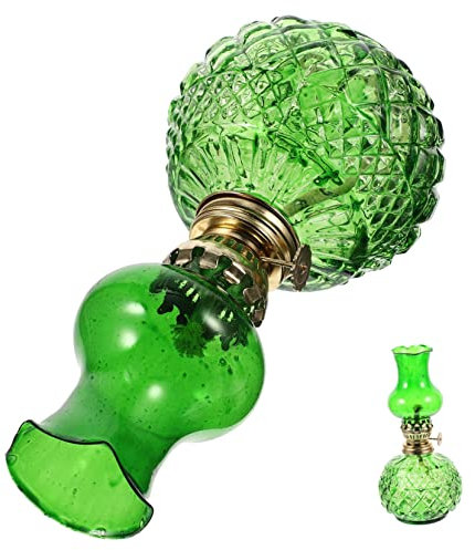 QUMIIRITY Tischlampenbrenner Glas Öllampe Vintage 7,5 Zoll mit Windschutz Dekorative Petroleumlampe für Camping und Wohnraumbeleuchtung