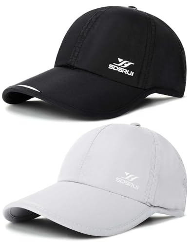 AYPOW 2 Pack Schnell Trocknend Baseballkappe, Leichte Atmungsaktiv Sommermütze Herren und Damen Einstellbare Basecap Sportkappe, Faltbare Baseball Cap Sommer Sportmütze for Running Tennis Golf Reisen